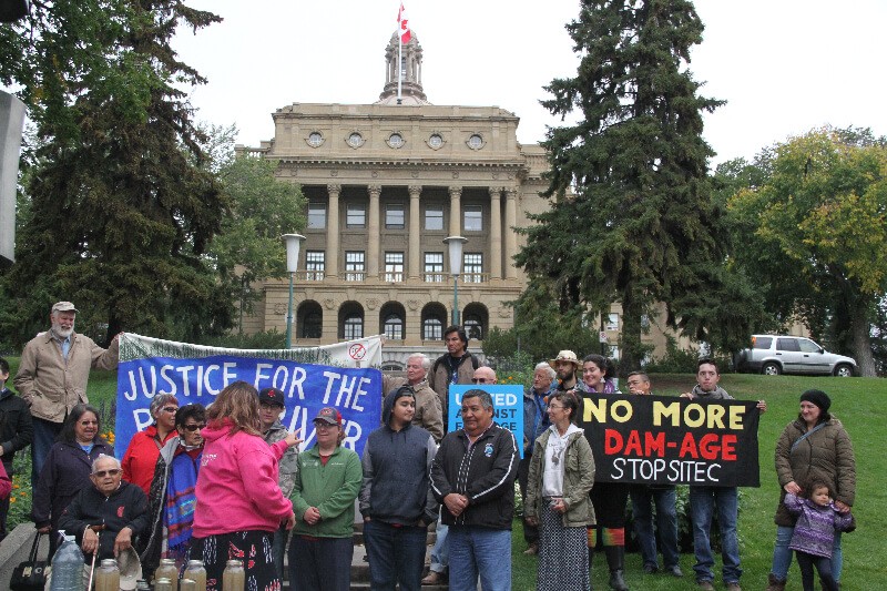 Gathering at Alberta Legislature, Edmonton Sept. 6. photo Gary McNutt