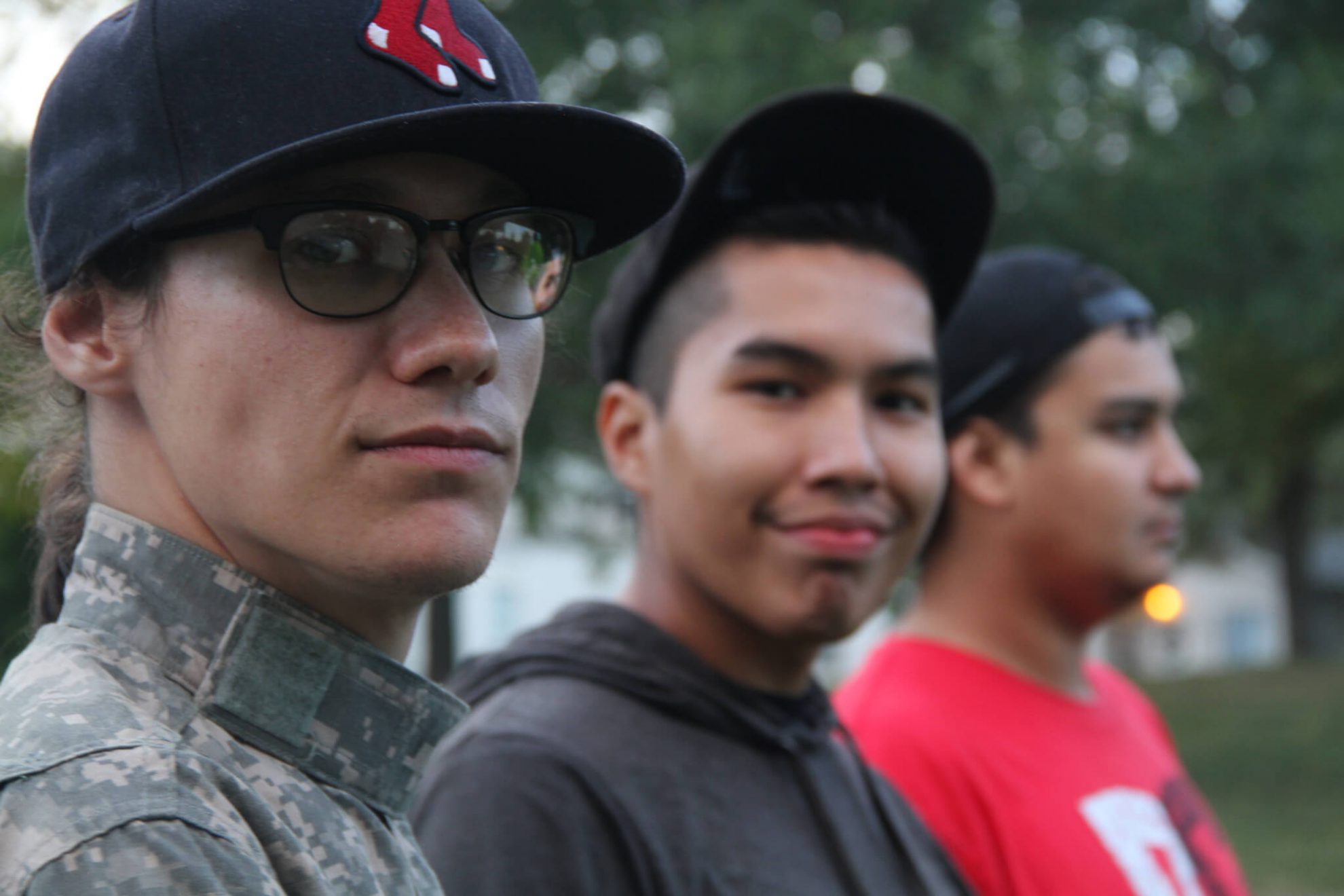 Young indigenous members of the Treaty 8 Justice for the Peace caravan in Saskatoon, September 7. photo by Gary McNutt