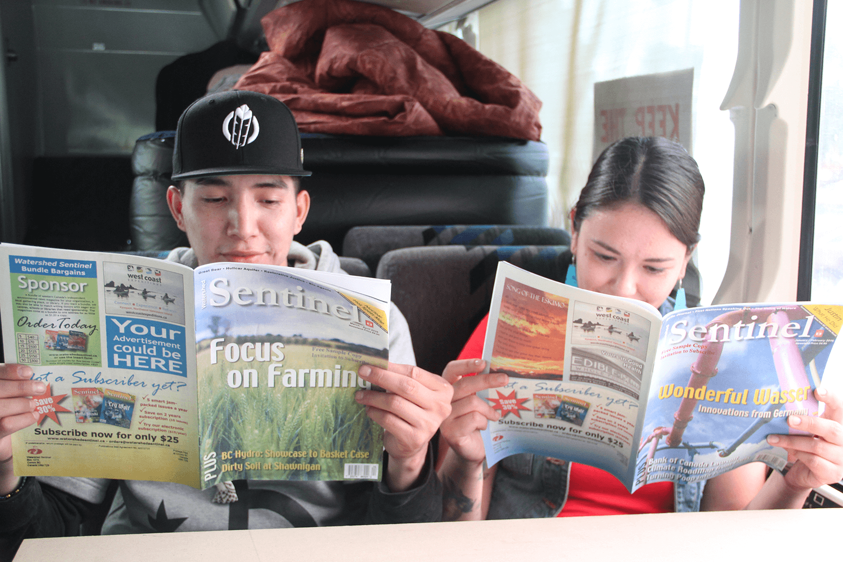 Catching up on some reading. Treaty 8 Justice for the Peace Caravan. photo by Gary McNutt