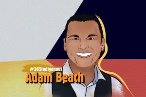 Digital Illustration of Adam Beach with text that reads "#365 Indigenous: Adam Beach"